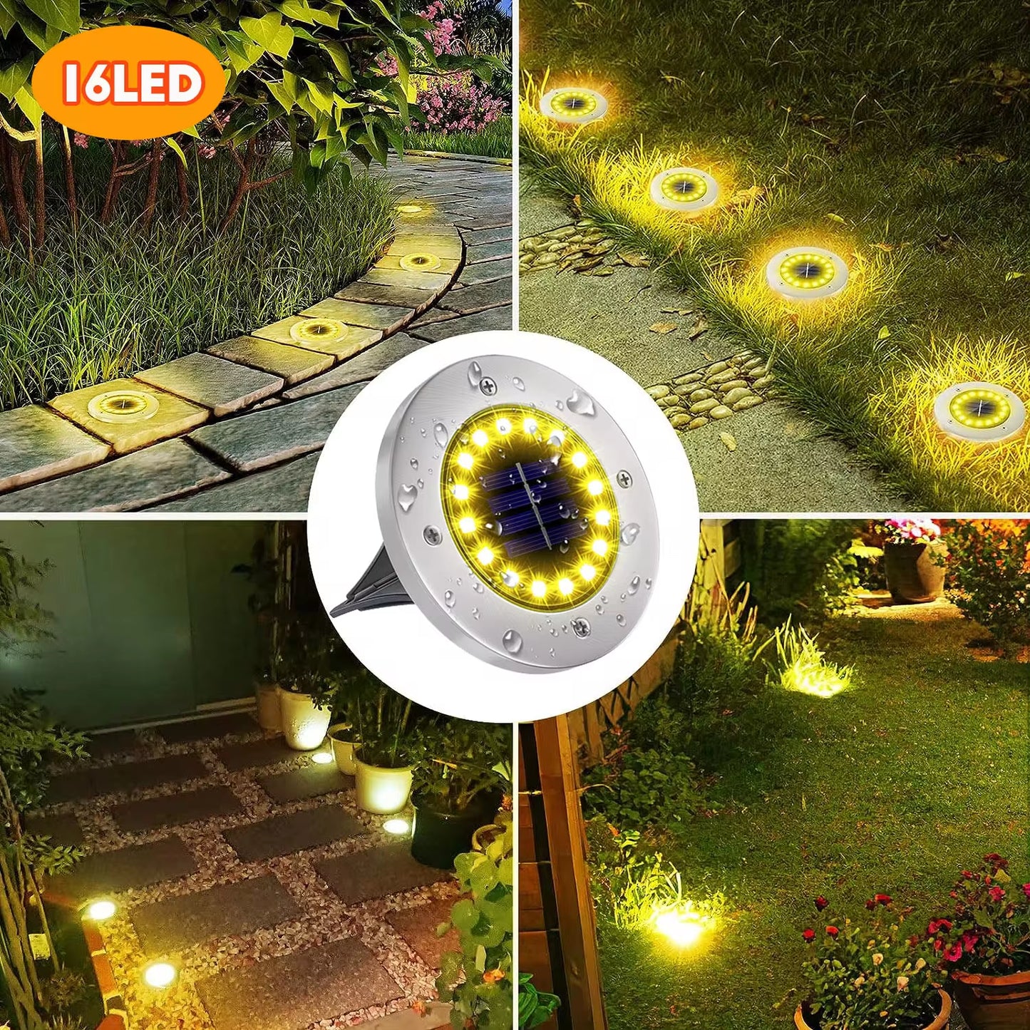 Professional Solar Ground Lights for Outdoor Decoration, 12 LED Waterproof Solar Garden Lights for Pathways, Yards, Lawns, and Patios