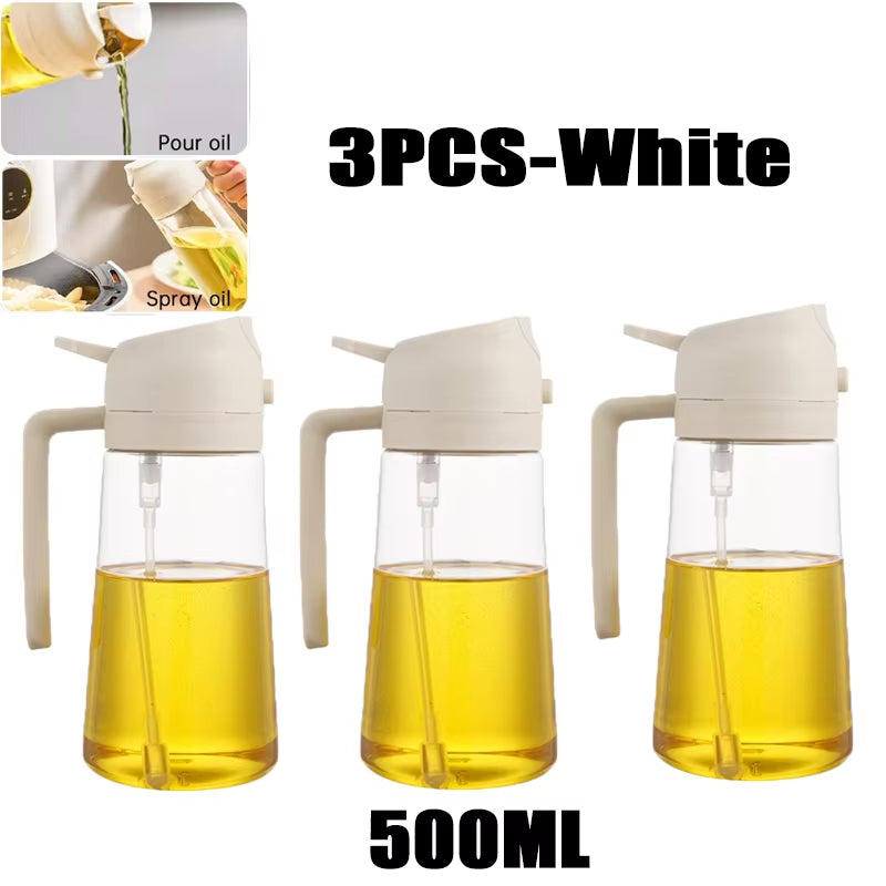 Oil Spray Bottle for BBQ and Cooking - Available in 200ml, 300ml, and 500ml - Versatile Olive Oil, Vinegar, and Baking Oil Sprayer with Brush Attachment