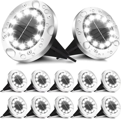 Professional Solar Ground Lights for Outdoor Decoration, 12 LED Waterproof Solar Garden Lights for Pathways, Yards, Lawns, and Patios