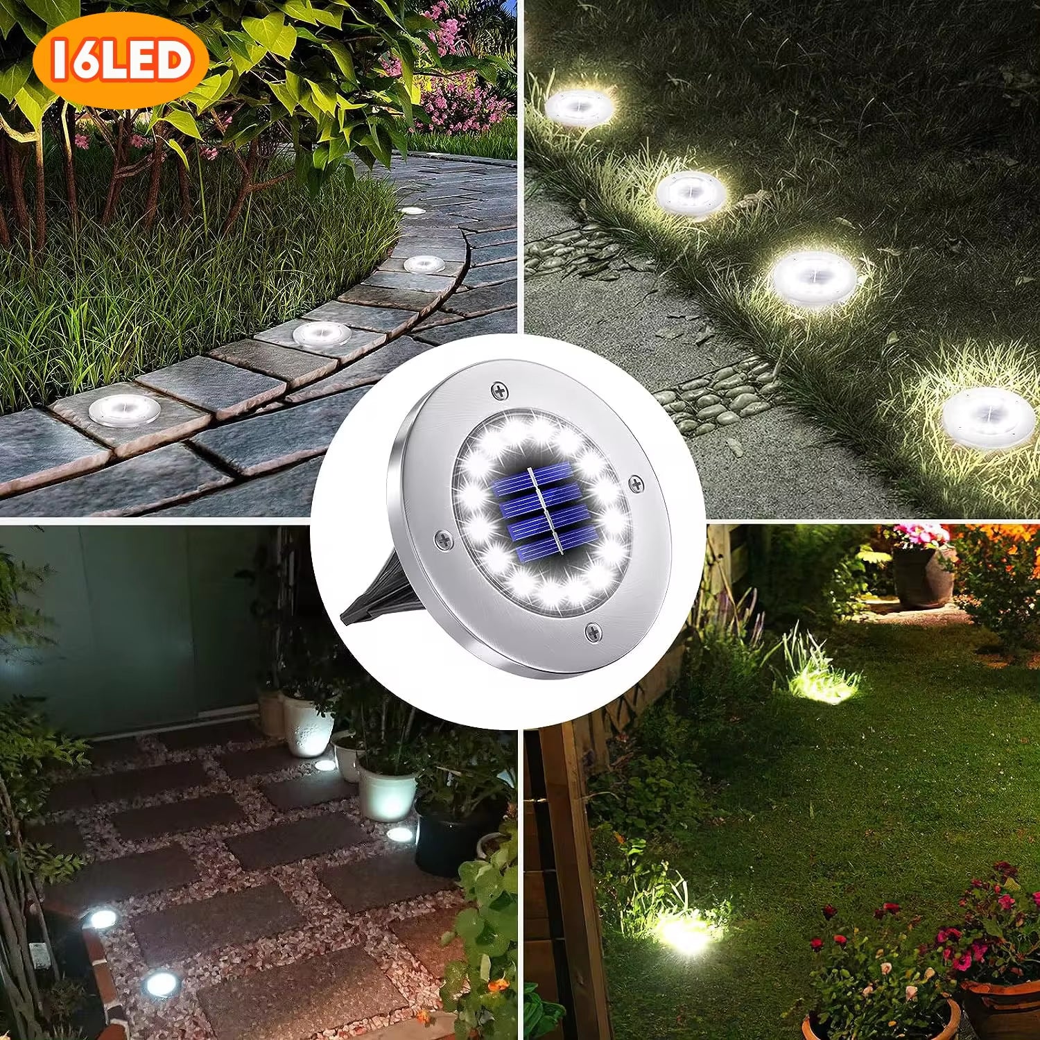Professional Solar Ground Lights for Outdoor Decoration, 12 LED Waterproof Solar Garden Lights for Pathways, Yards, Lawns, and Patios
