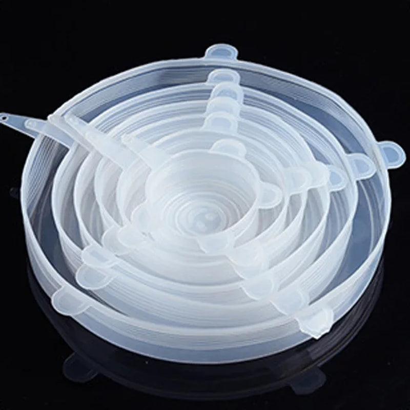 Set of 6 Universal Silicone Stretch Lids for Kitchen and Microwave Food Storage