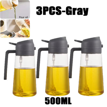 Oil Spray Bottle for BBQ and Cooking - Available in 200ml, 300ml, and 500ml - Versatile Olive Oil, Vinegar, and Baking Oil Sprayer with Brush Attachment