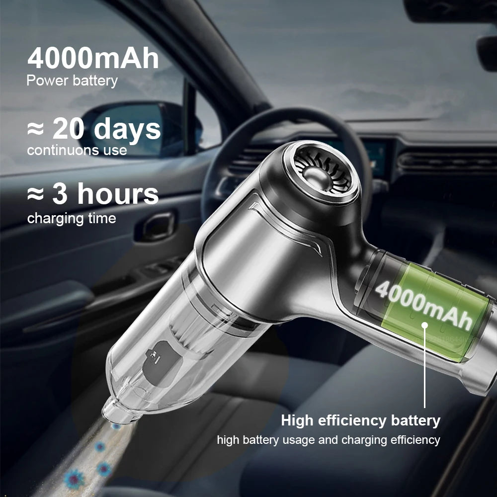 Portable Wireless Car Vacuum Cleaner with 95000PA Suction Power - Handheld and Versatile for Home and Vehicle Use