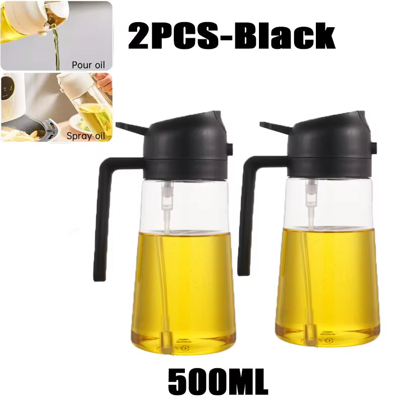 Oil Spray Bottle for BBQ and Cooking - Available in 200ml, 300ml, and 500ml - Versatile Olive Oil, Vinegar, and Baking Oil Sprayer with Brush Attachment