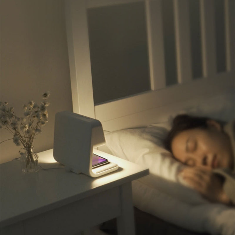 3-in-1 Bedside Lamp with Wireless Charging, LCD Screen, and Alarm Clock Functionality
