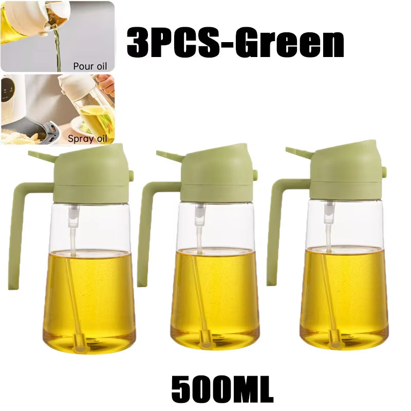 Oil Spray Bottle for BBQ and Cooking - Available in 200ml, 300ml, and 500ml - Versatile Olive Oil, Vinegar, and Baking Oil Sprayer with Brush Attachment
