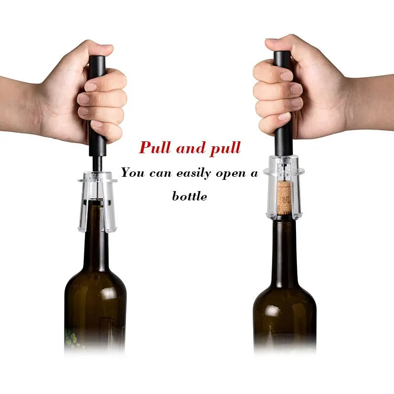 Black Kitchen Supplies Wine Air Pressure Bottle Opener Set with Cylinder Box Packaging