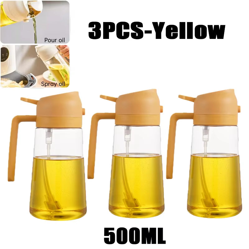 Oil Spray Bottle for BBQ and Cooking - Available in 200ml, 300ml, and 500ml - Versatile Olive Oil, Vinegar, and Baking Oil Sprayer with Brush Attachment
