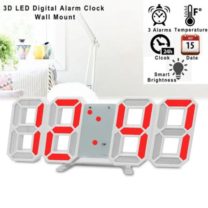 Modern LED Digital Wall Clock and Desk Alarm for Home and Bedroom Decor