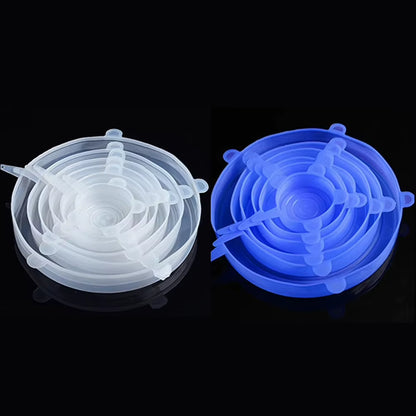 Set of 6 Universal Silicone Stretch Lids for Kitchen and Microwave Food Storage