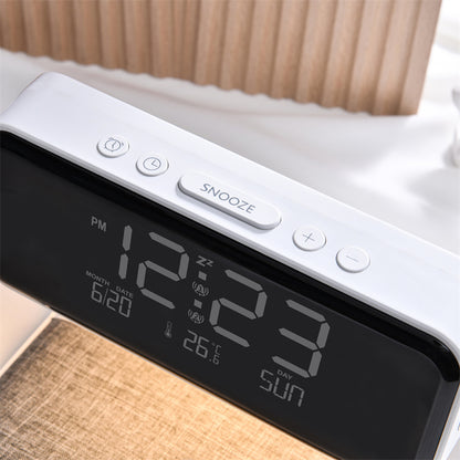 3-in-1 Bedside Lamp with Wireless Charging, LCD Screen, and Alarm Clock Functionality