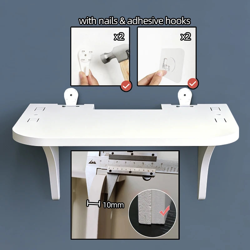 Wall Mount Floating Shelf with Hook Router Camera Power Strip Projector Set Top Box Hanging Storage Holder Home Office Organizer