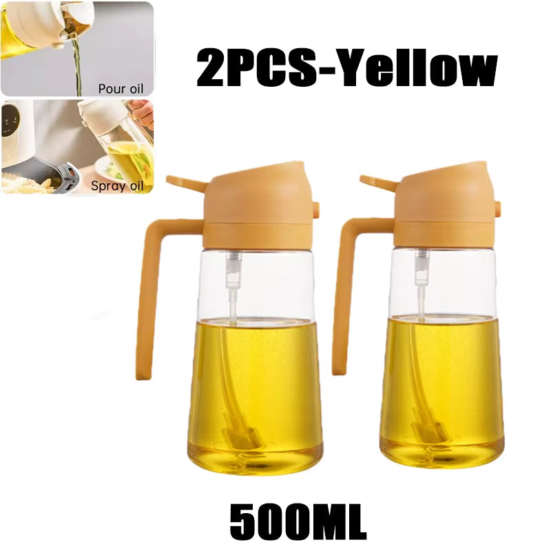 Oil Spray Bottle for BBQ and Cooking - Available in 200ml, 300ml, and 500ml - Versatile Olive Oil, Vinegar, and Baking Oil Sprayer with Brush Attachment