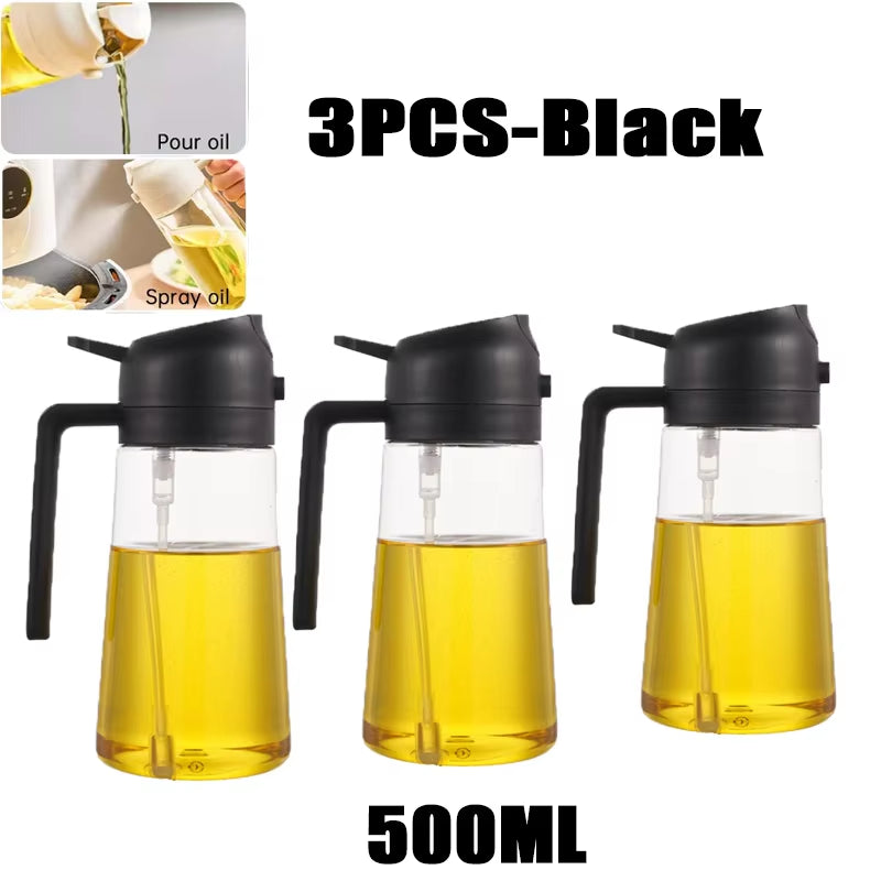 Oil Spray Bottle for BBQ and Cooking - Available in 200ml, 300ml, and 500ml - Versatile Olive Oil, Vinegar, and Baking Oil Sprayer with Brush Attachment