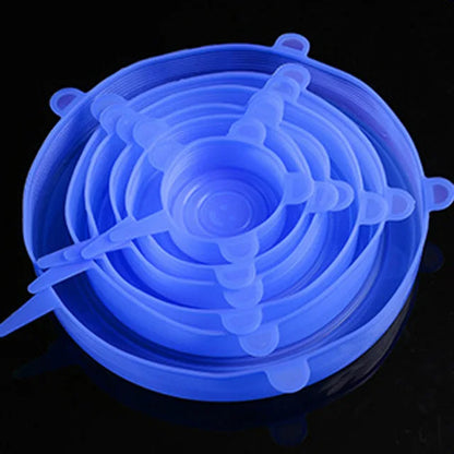 Set of 6 Universal Silicone Stretch Lids for Kitchen and Microwave Food Storage