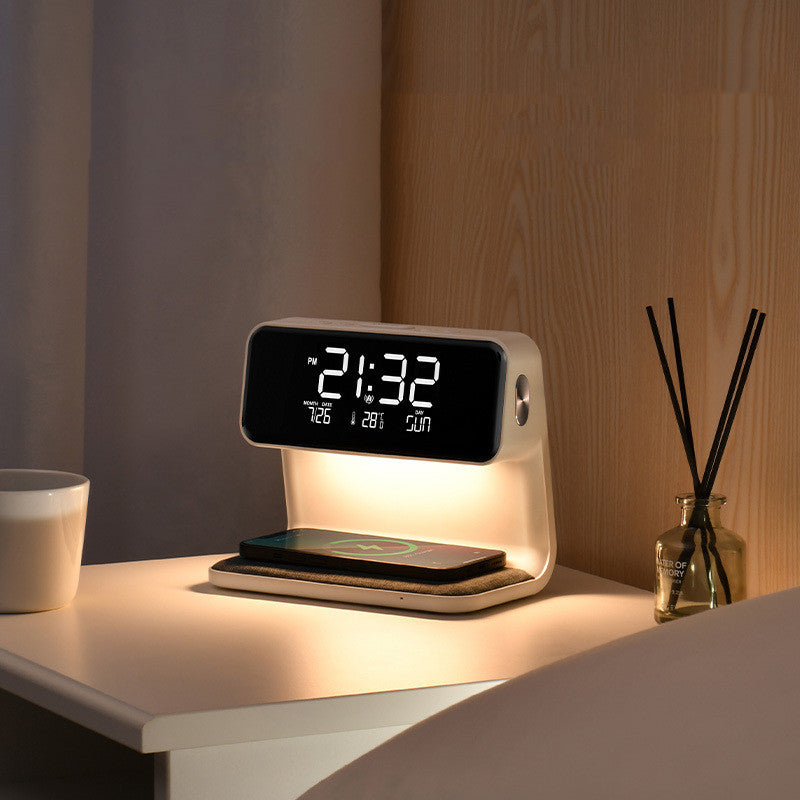 3-in-1 Bedside Lamp with Wireless Charging, LCD Screen, and Alarm Clock Functionality