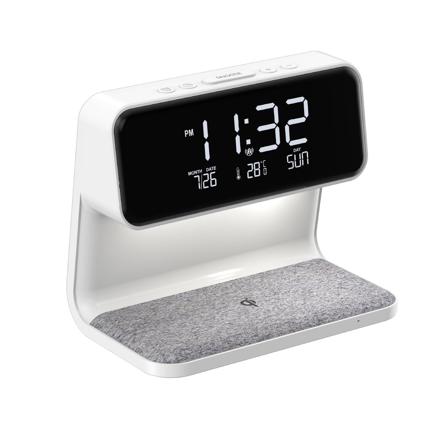 3-in-1 Bedside Lamp with Wireless Charging, LCD Screen, and Alarm Clock Functionality