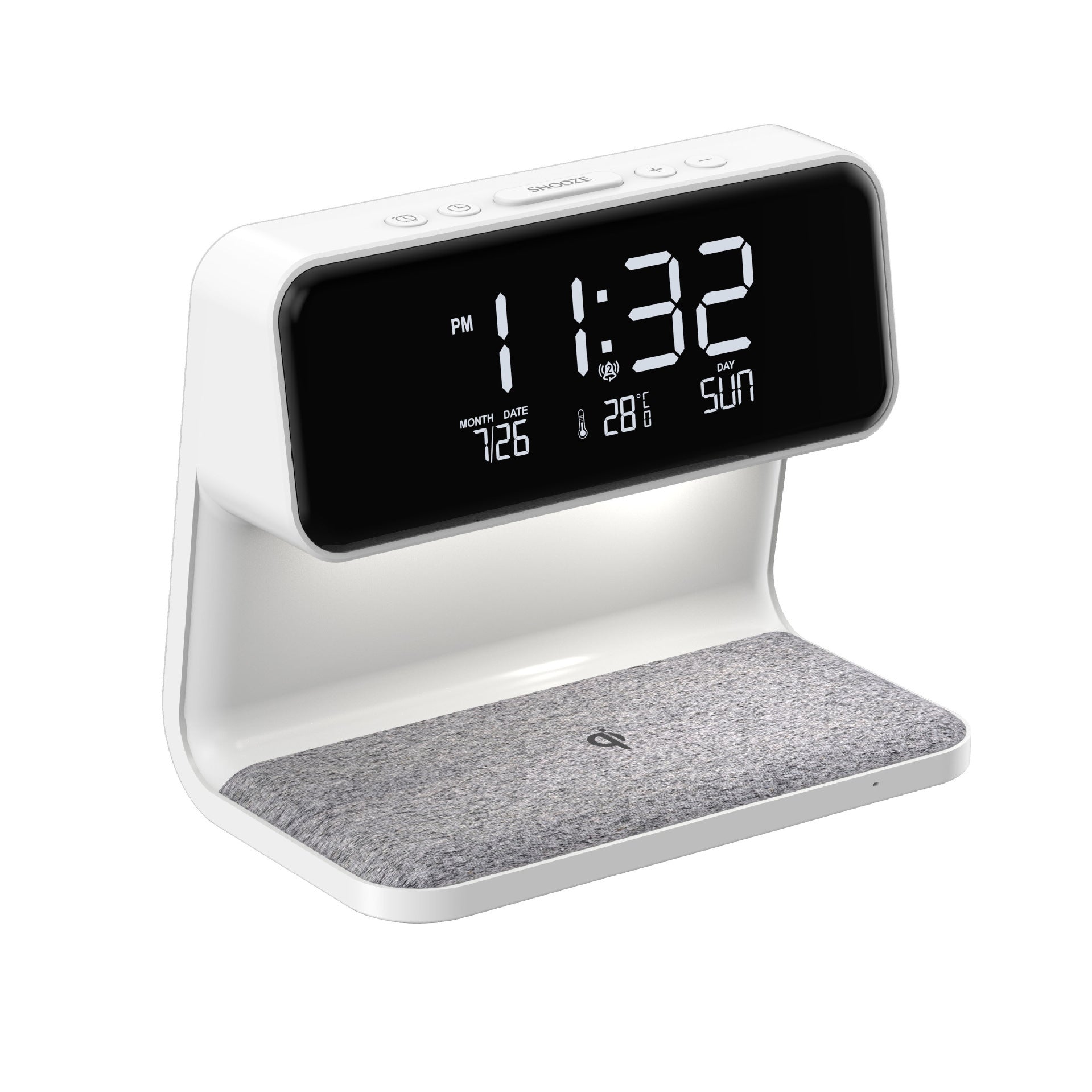 3-in-1 Bedside Lamp with Wireless Charging, LCD Screen, and Alarm Clock Functionality