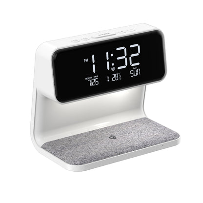 3-in-1 Bedside Lamp with Wireless Charging, LCD Screen, and Alarm Clock Functionality