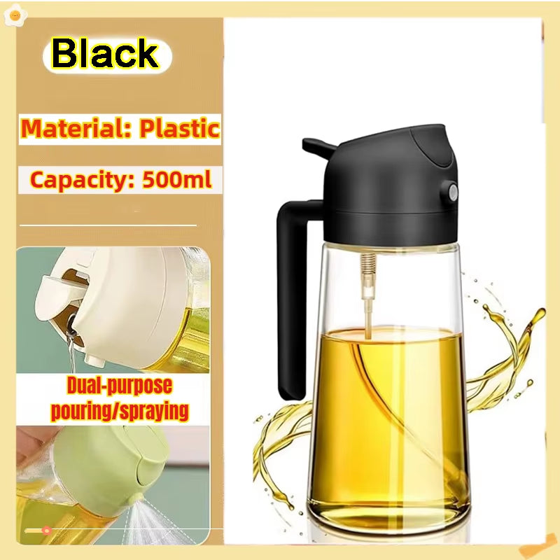 Oil Spray Bottle for BBQ and Cooking - Available in 200ml, 300ml, and 500ml - Versatile Olive Oil, Vinegar, and Baking Oil Sprayer with Brush Attachment