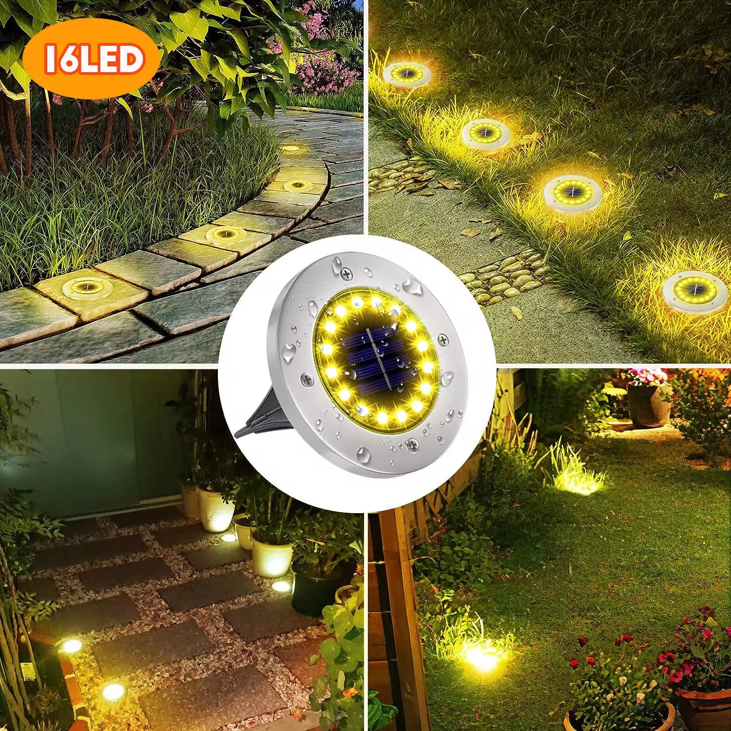 Professional Solar Ground Lights for Outdoor Decoration, 12 LED Waterproof Solar Garden Lights for Pathways, Yards, Lawns, and Patios