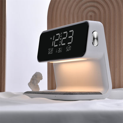 3-in-1 Bedside Lamp with Wireless Charging, LCD Screen, and Alarm Clock Functionality