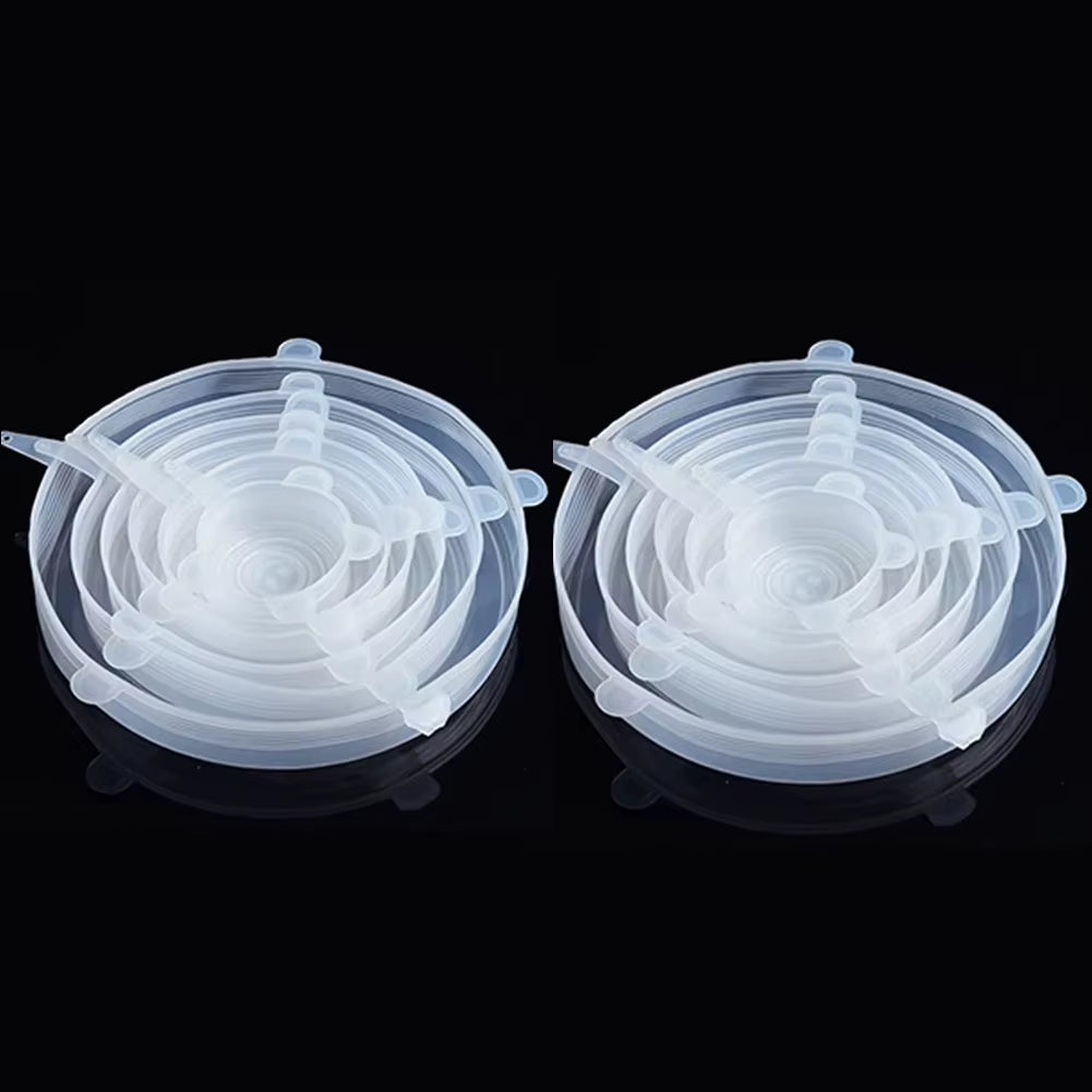 Set of 6 Universal Silicone Stretch Lids for Kitchen and Microwave Food Storage