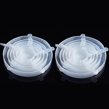 Set of 6 Universal Silicone Stretch Lids for Kitchen and Microwave Food Storage