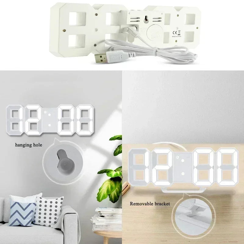 Modern LED Digital Wall Clock and Desk Alarm for Home and Bedroom Decor