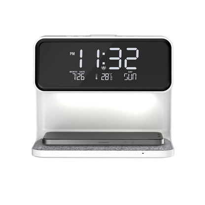 3-in-1 Bedside Lamp with Wireless Charging, LCD Screen, and Alarm Clock Functionality