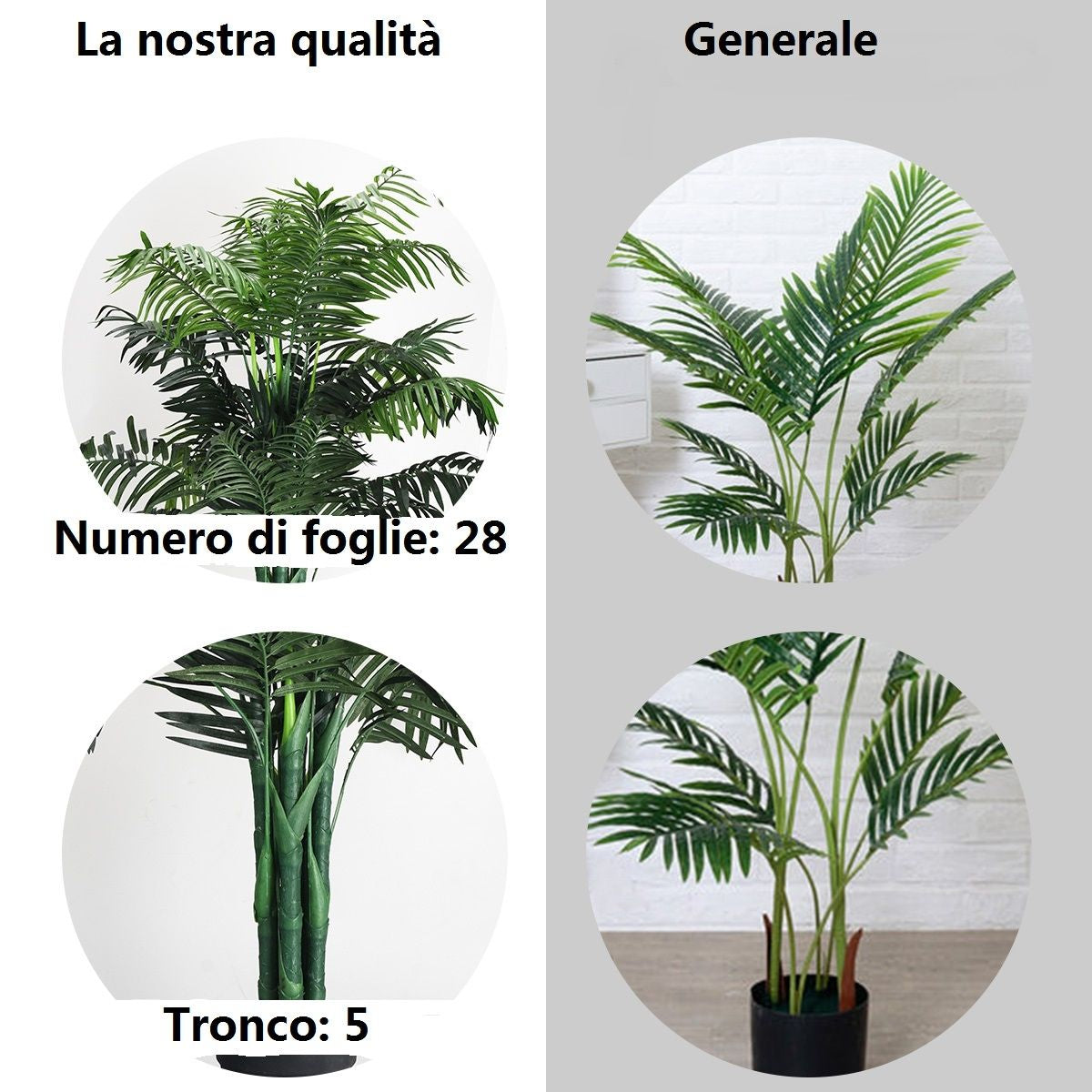 Palma Artificiale in Vaso - Albero Decorativo Interno di Altezza Circa 110 cm