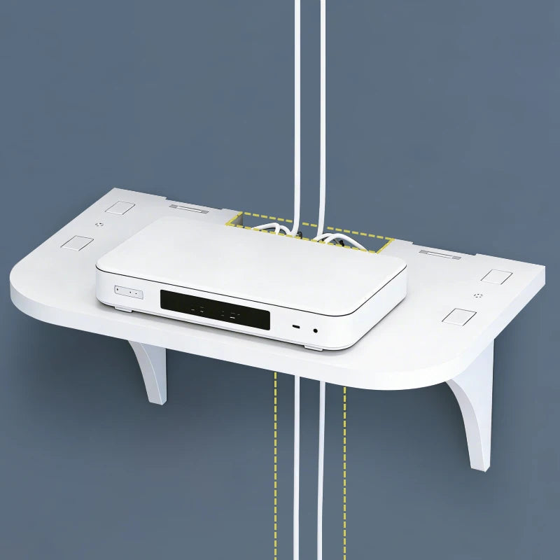 Wall Mount Floating Shelf with Hook Router Camera Power Strip Projector Set Top Box Hanging Storage Holder Home Office Organizer