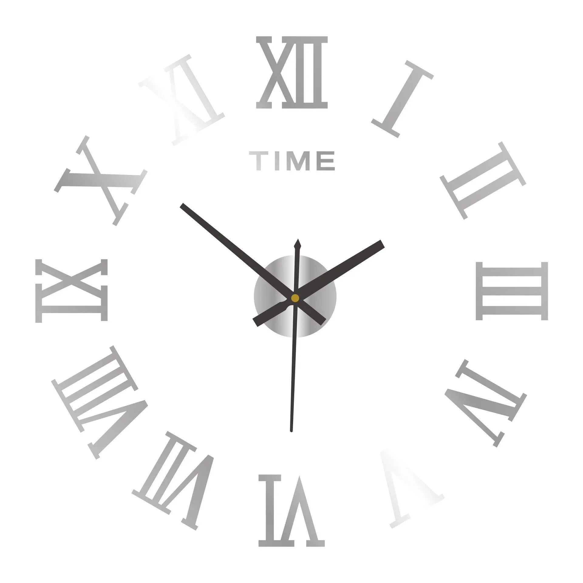 3D Acrylic Roman Numeral Mirror Wall Clock - Large Round DIY Self-Adhesive Design
