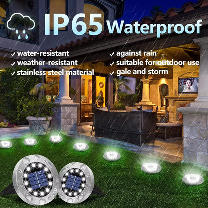 Professional Solar Ground Lights for Outdoor Decoration, 12 LED Waterproof Solar Garden Lights for Pathways, Yards, Lawns, and Patios